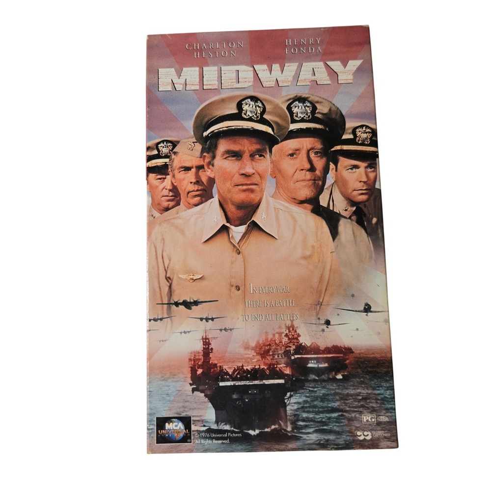 VTG 1976 Midway Movie‎ VHS Tape Charlton Heston Henry Fonda War Film Action USA